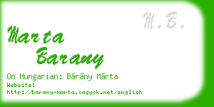 marta barany business card